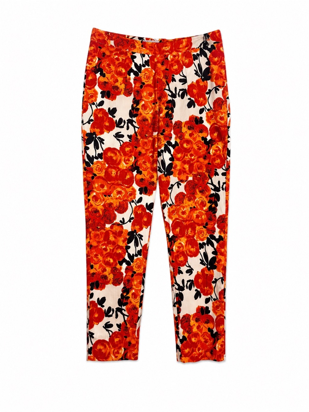 Frances Valentine Orange Floral Cropped Pants